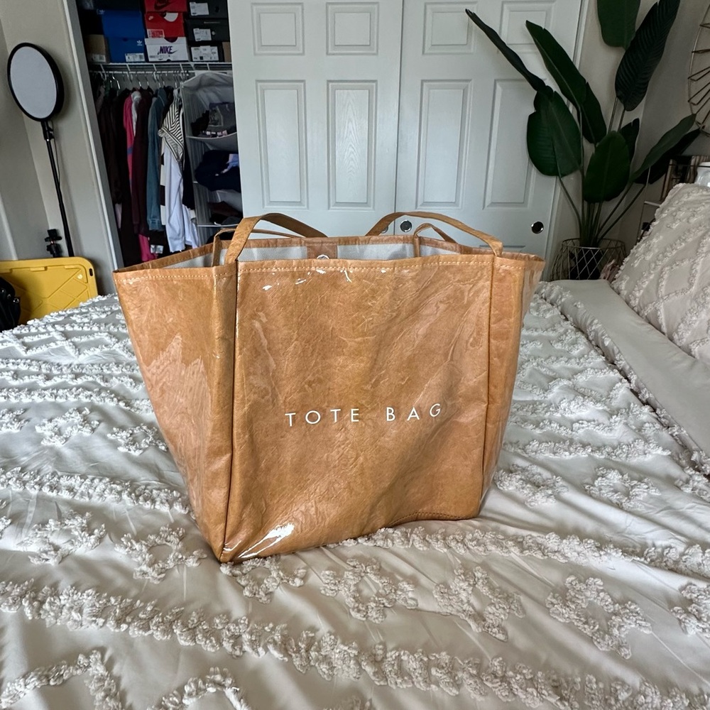 Tote Bag Women’s Tan Vinyl Tote Bag